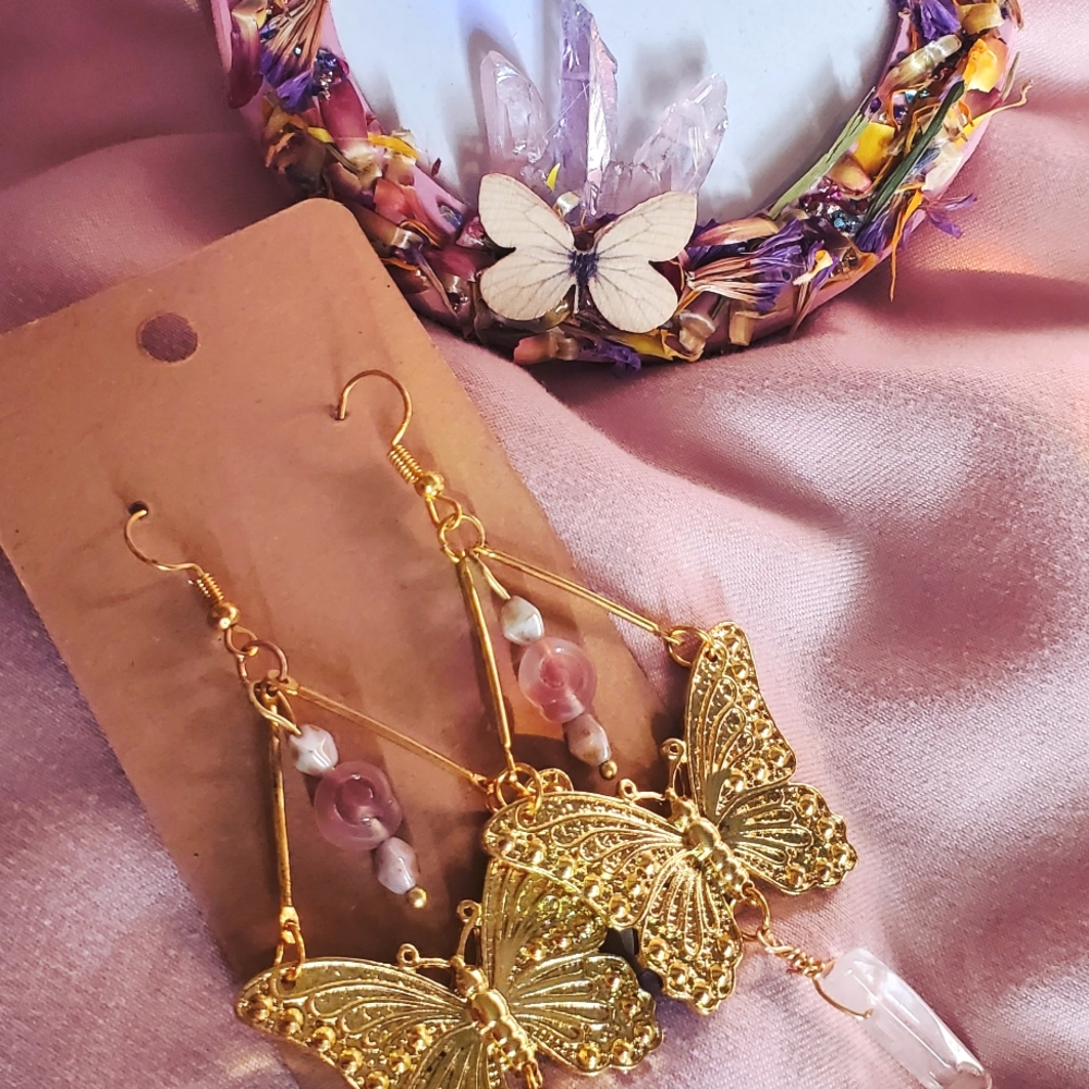 Butterfly earrings and picture frame